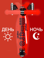 Самокат Maxi Micro Deluxe Glow Plus (светящийся) LED красное сияние