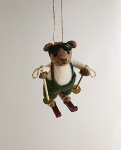 ZARA HOME ЕЛОЧНОЕ УКРАШЕНИЕ ИЗ ФЕТРА "МЫШОНОК-ЛЫЖНИК", КОРИЧНЕВЫЙ