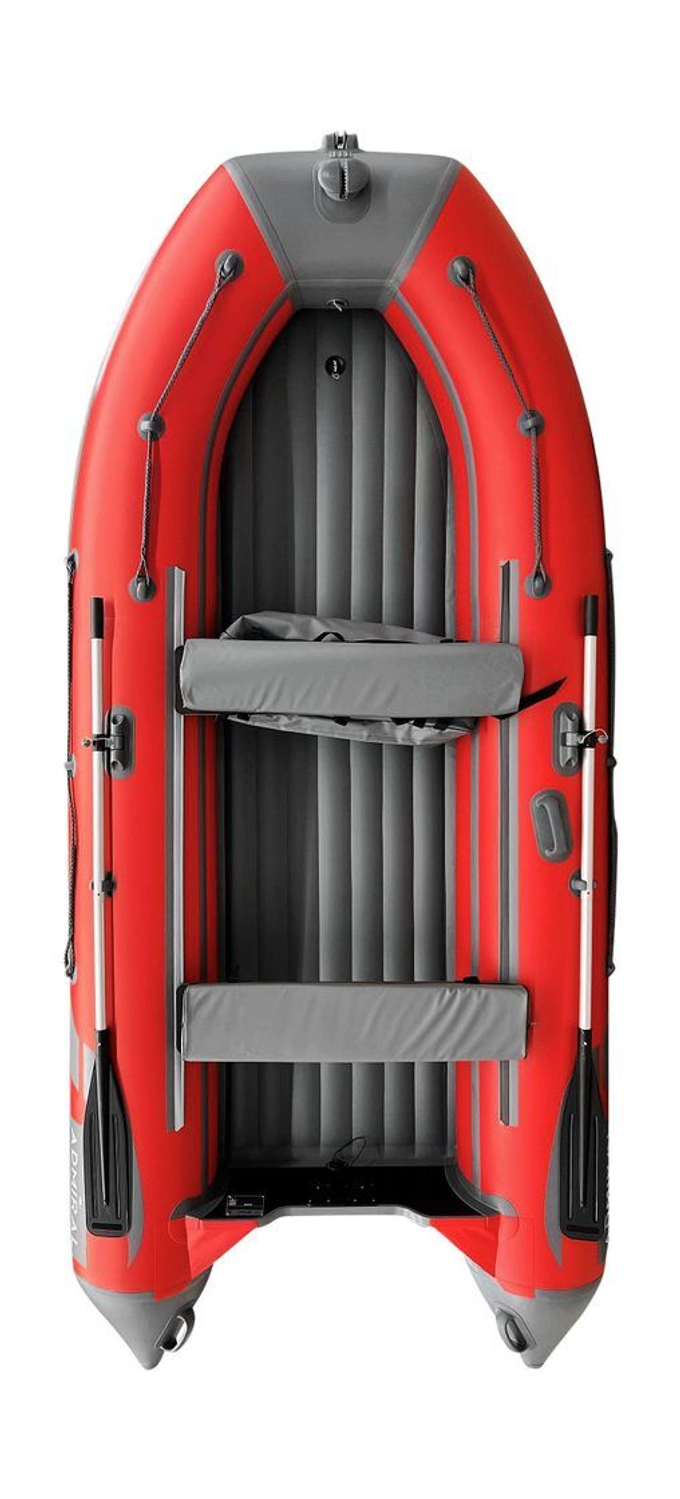 Надувная лодка ПВХ, Адмирал 360 НДНД, роульс, рым, накладки, красный/серый