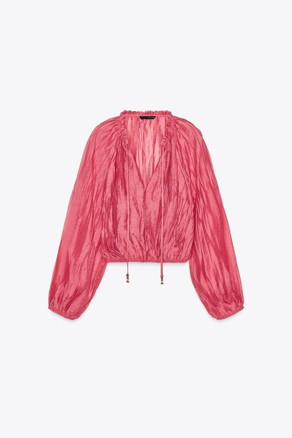 ZARA КРОП-ТОП ИЗ ЖАТОЙ ТКАНИ, МЯГКИЙ РОЗОВЫЙ