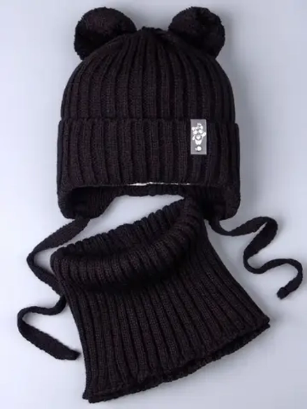 Шапка со снудом для девочки демисезонная