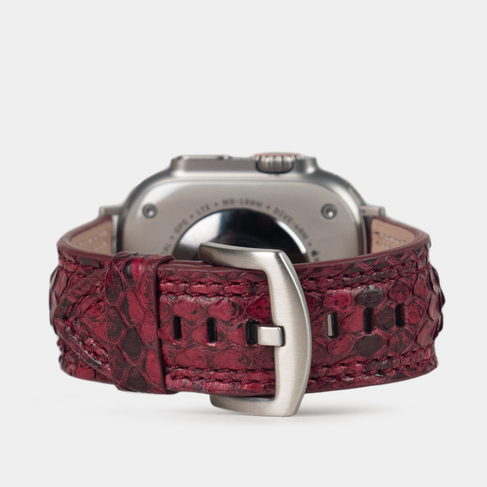 Ремешок для Apple Watch Ultra 49mm из кожи питона, цвета малины