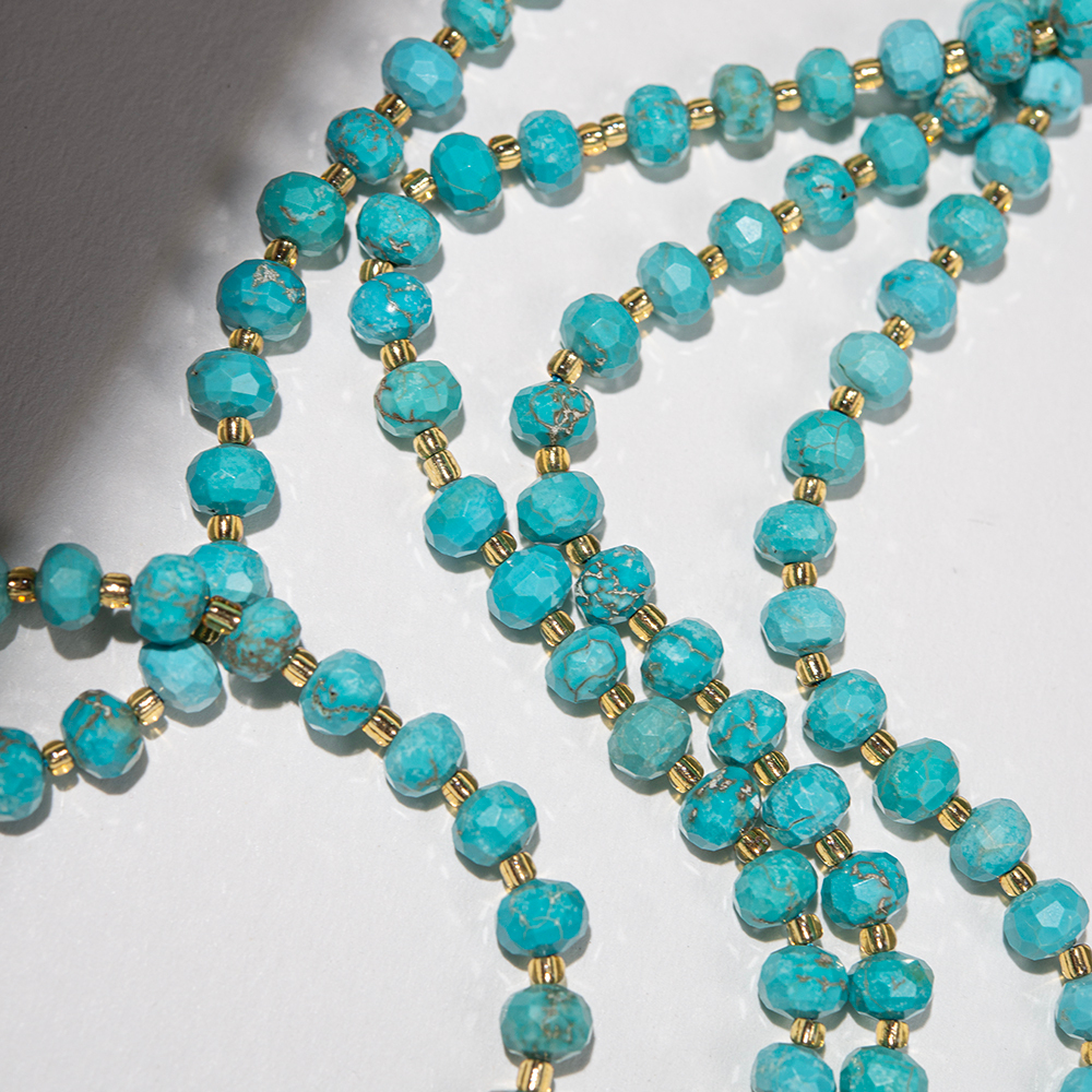 Туркенит (имитация бирюзы), рондель, 7,7*5-6мм, микроогранка