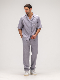 Костюм мужской льняной. Рубашка с брюками.Грей