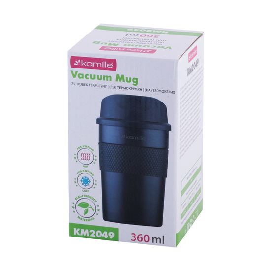 Термокружка 360 мл. из нержавеющей стали Kamille KM 2049 с TPR вставкой