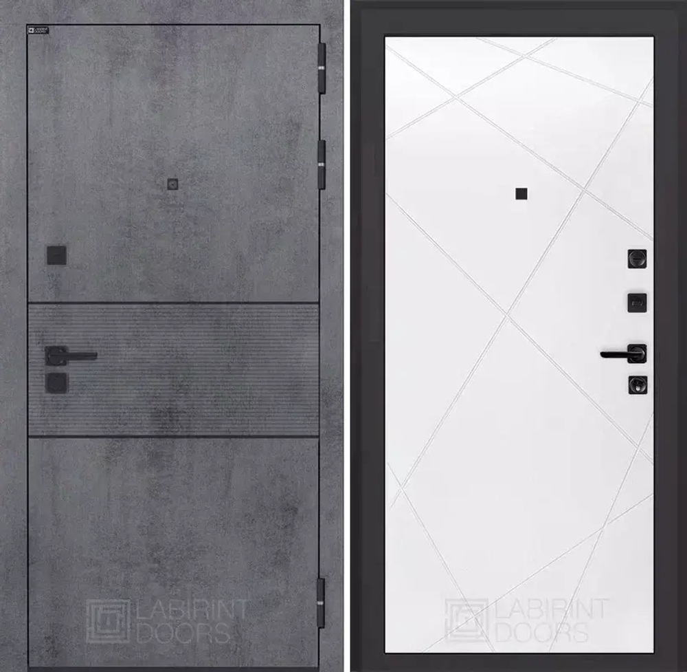 Входная металлическая дверь Лабиринт INFINITY (ИНФИНИТИ) Бетон темный / 24 Белый софт