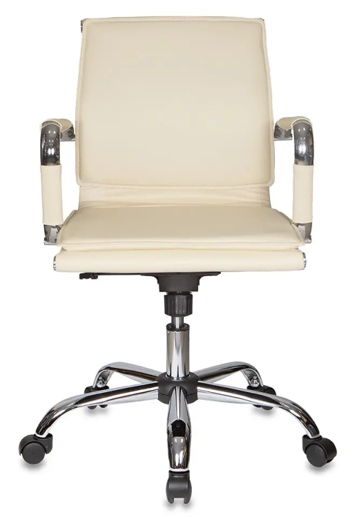 Кресло руководителя Бюрократ Ch-993-Low слоновая кость эко.кожа низк.спин. крестов. металл хром