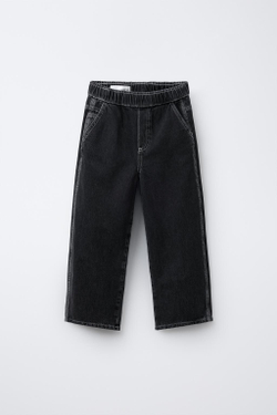 ZARA ДЖИНСЫ BALLOON С КОНТРАСТНОЙ СТРОЧКОЙ, ЧЕРНЫЙ