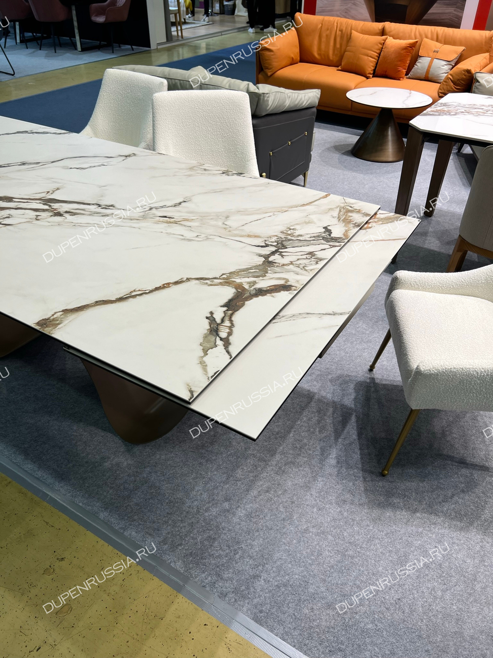 Стол DT9305CI (200-300) белый керамика KL-188/золотая пудра