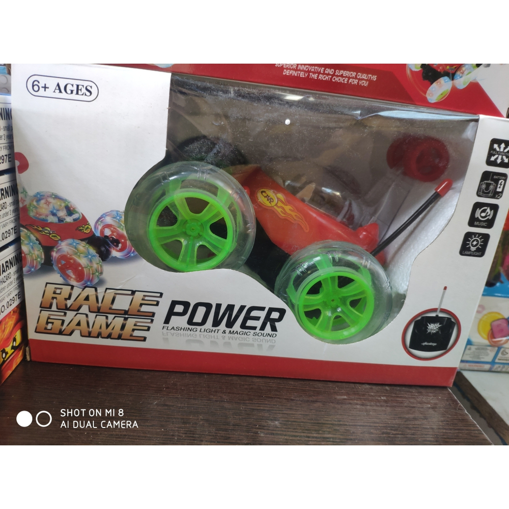 Светящаяся гоночная машинка Трюкач на Р/У "Race Game Power - Tipping Stunt Car" с подсветкой и звуком