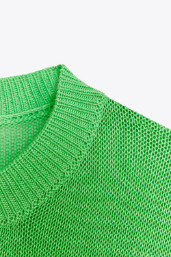 ZARA ОДНОТОННЫЙ СВИТЕР ПРЯМОГО КРОЯ, ЗЕЛЕНЫЙ