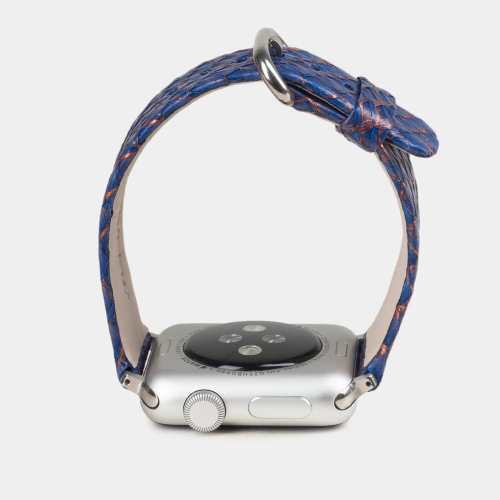 Ремешок для Apple Watch 40/41/42 mm из кожи лосося, цвета сине-оранжевый градиент