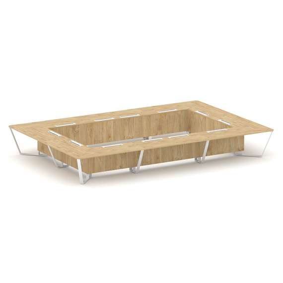 Steel Meet Стол переговорный прямоугольный KD-PR.B.SP-26K2 Тиквуд Светлый/Металл Белый 6000*4000*750