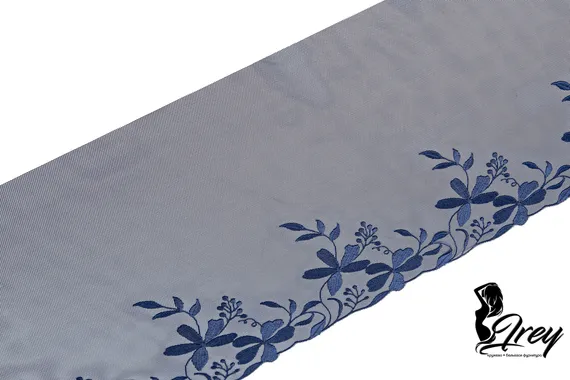 05-113 ОПТ Вышивка на неэл. сетке 22 см, т.синий (правая)