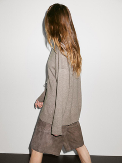 Massimo Dutti Свитер оверсайз из 100% кашемира, бежевый