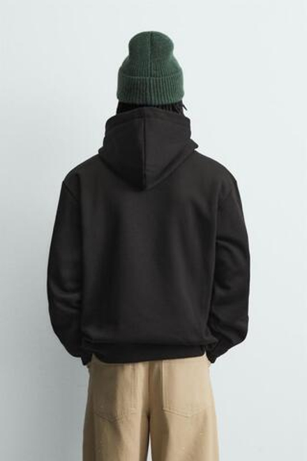 ZARA БАЗОВОЕ ХУДИ HEAVYWEIGHT, ЧЕРНЫЙ