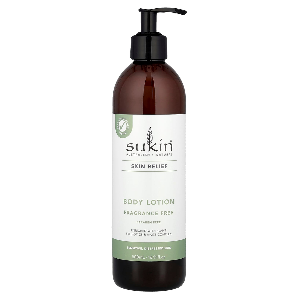Sukin, Skin Relief, лосьон для тела, для чувствительной, проблемной кожи, без отдушек, 500 мл (16,91 жидк. Унции)