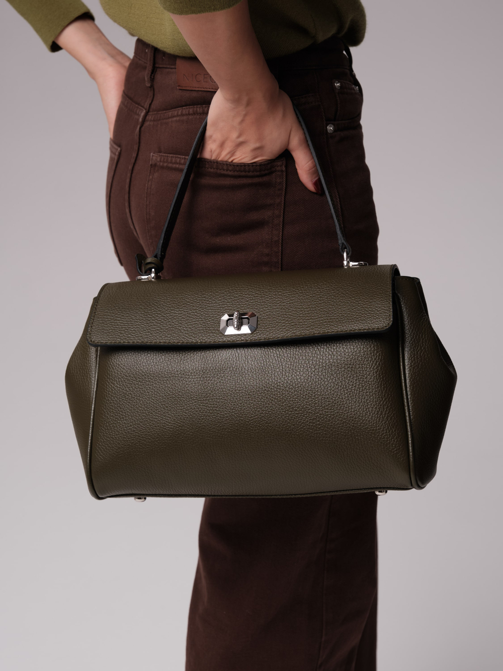 Кожаная сумка Nadi DBR 31356 олива