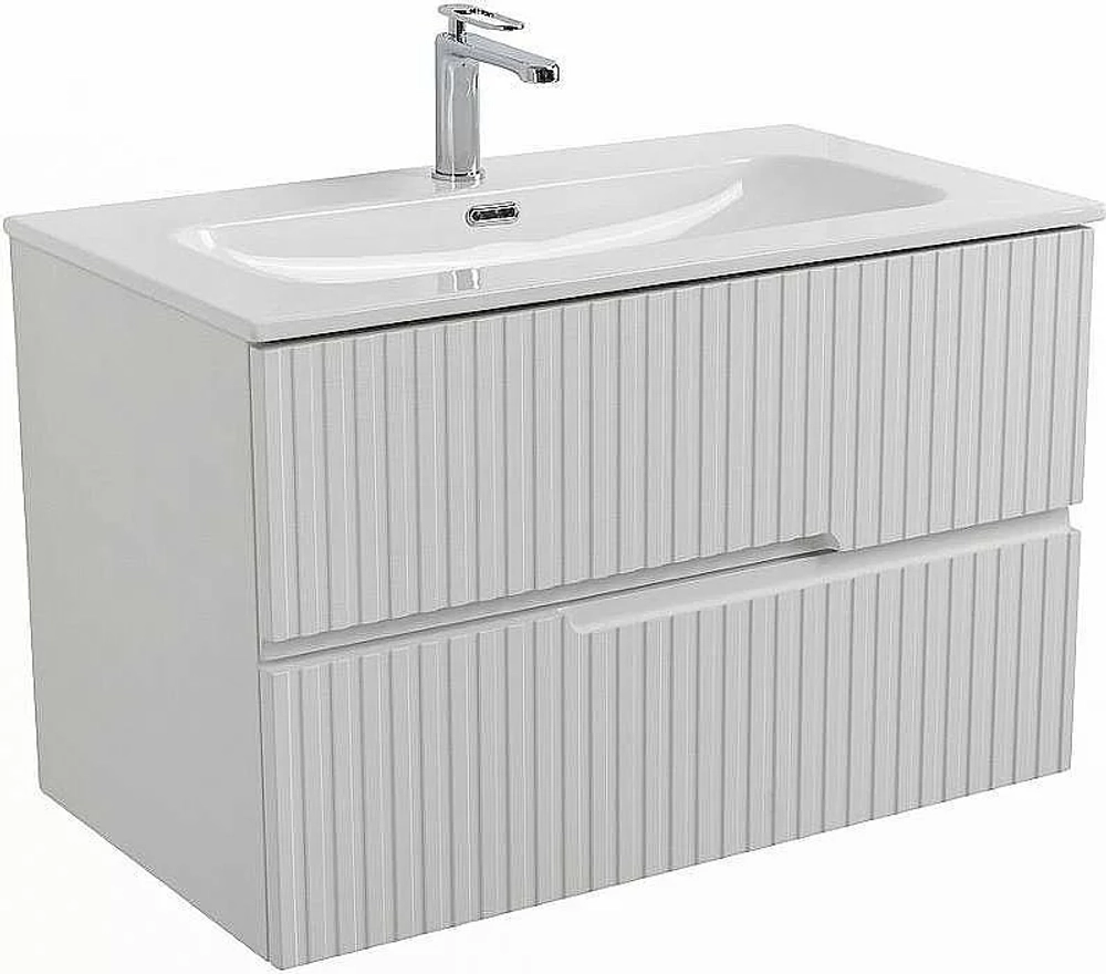 Тумба с раковиной Cezares DUET-N 80 DUET-N-800-2C-SO-FBS-P ясень белая софт