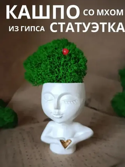 Кашпо статуэтка со мхом для интерьера