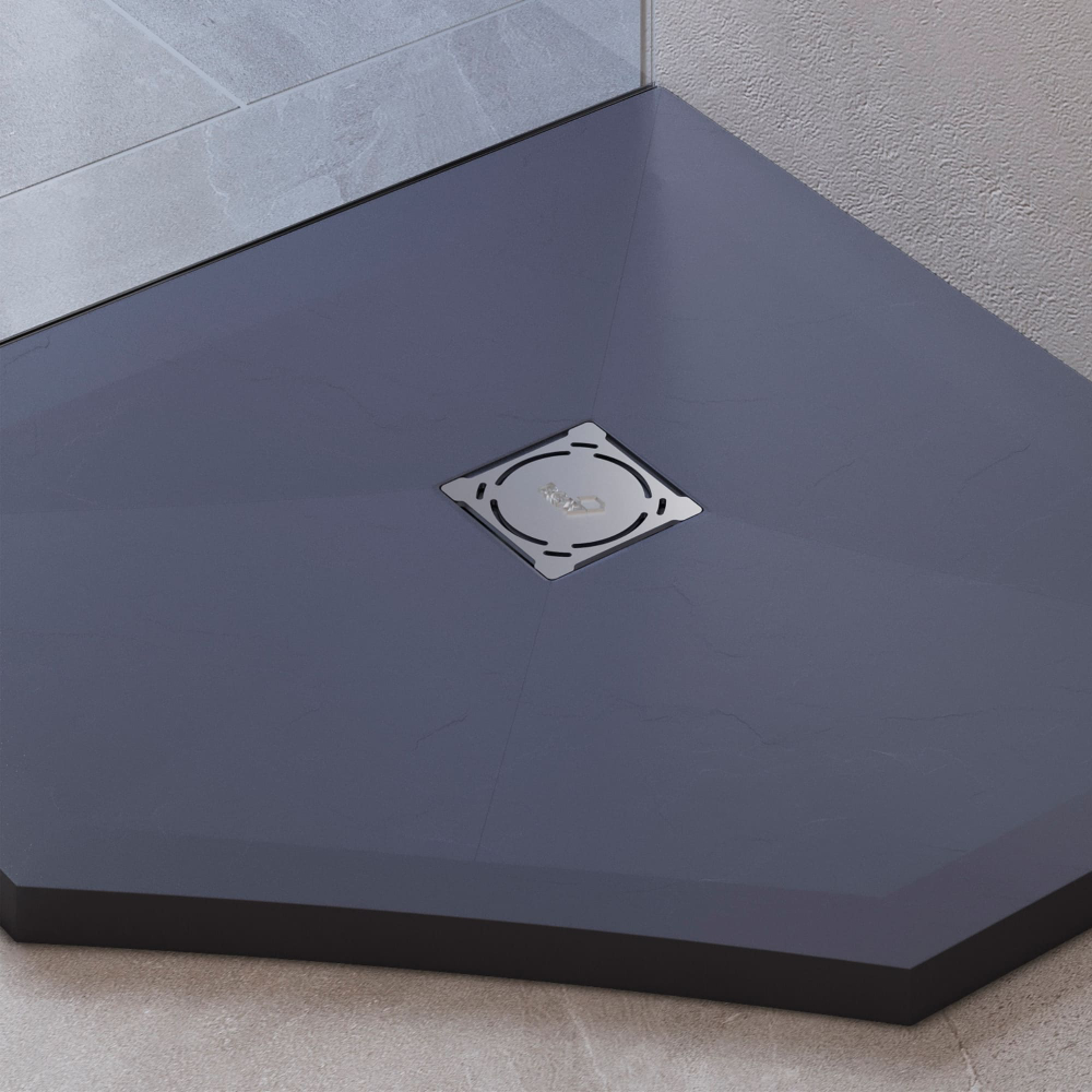 Душевой поддон трапеция RGW ST/T-G Графит (1000x1000)