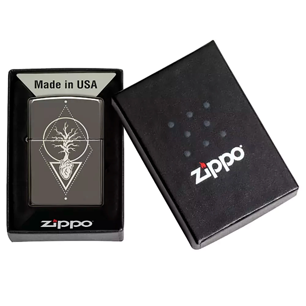 Зажигалка Zippo 49687 Heart of Tree Design, Black Ice