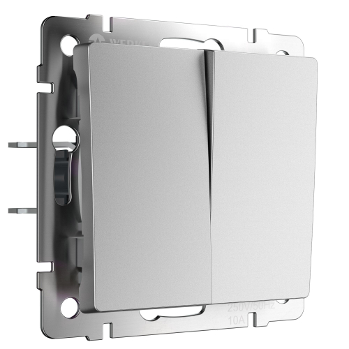 Выключатель двухклавишный (серебряный матовый W1120065