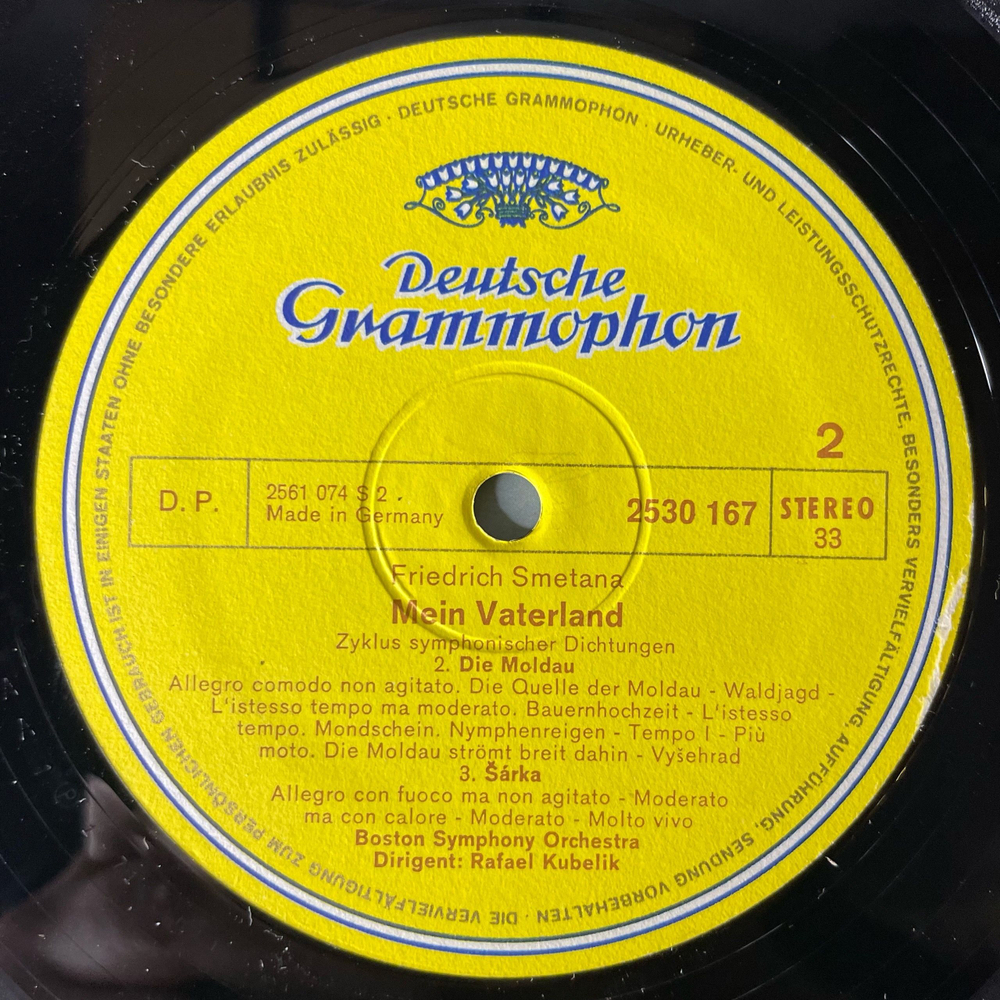 Винтажная виниловая пластинка LP Smetana Сметана, Boston Symphony Orchestra, Rafael Kubelik, Ma Vlast, Mein Vaterland, My Fatherland, Ma Patrie, Моя Родина(Германия 1976)