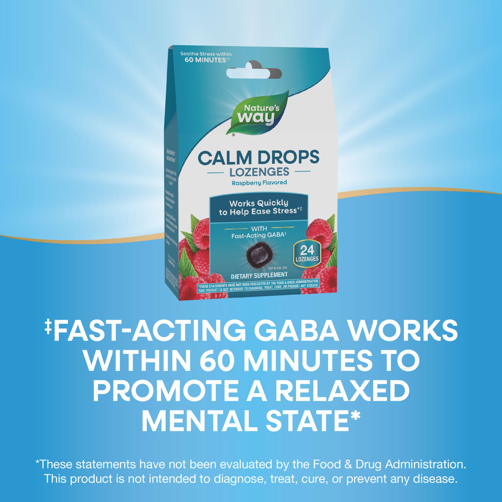 Nature's Way, Леденцы Calm Drops, малина, 24 пастилки