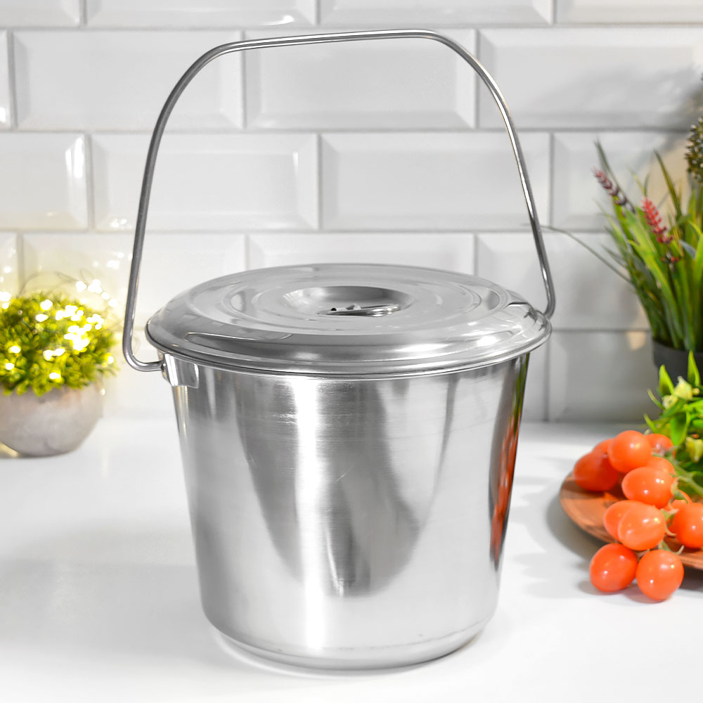 Ведро 5л нерж с кышкой, с меркой