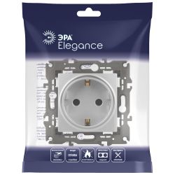 14-2101-03 ЭРА Розетка 2P+E Schuko, 16A-250В, IP20, Эра Elegance, алюминий