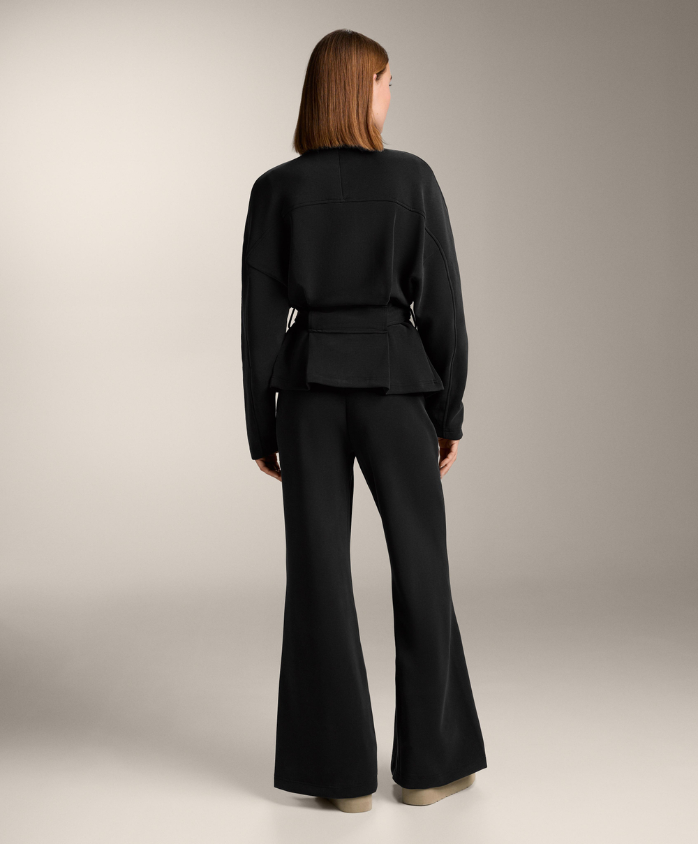 Oysho Длинная куртка с поясом из модала с начесом, черный