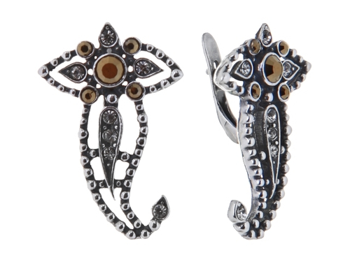 "Асия" серьги в серебряном покрытии из коллекции "Ист Бум" от Jenavi с английским замком