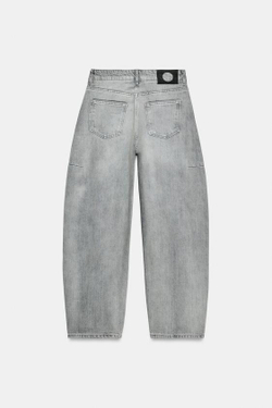 ZARA ДЖИНСЫ ZW COLLECTION ANKLE BALLOON СО СРЕДНЕЙ ПОСАДКОЙ, СЕРЫЙ