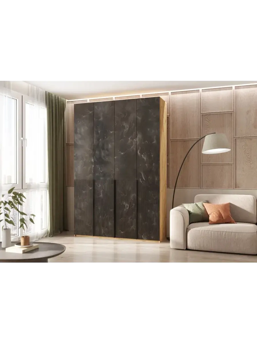 Шкаф для одежды 4 створки Мальта грей 160х51х240