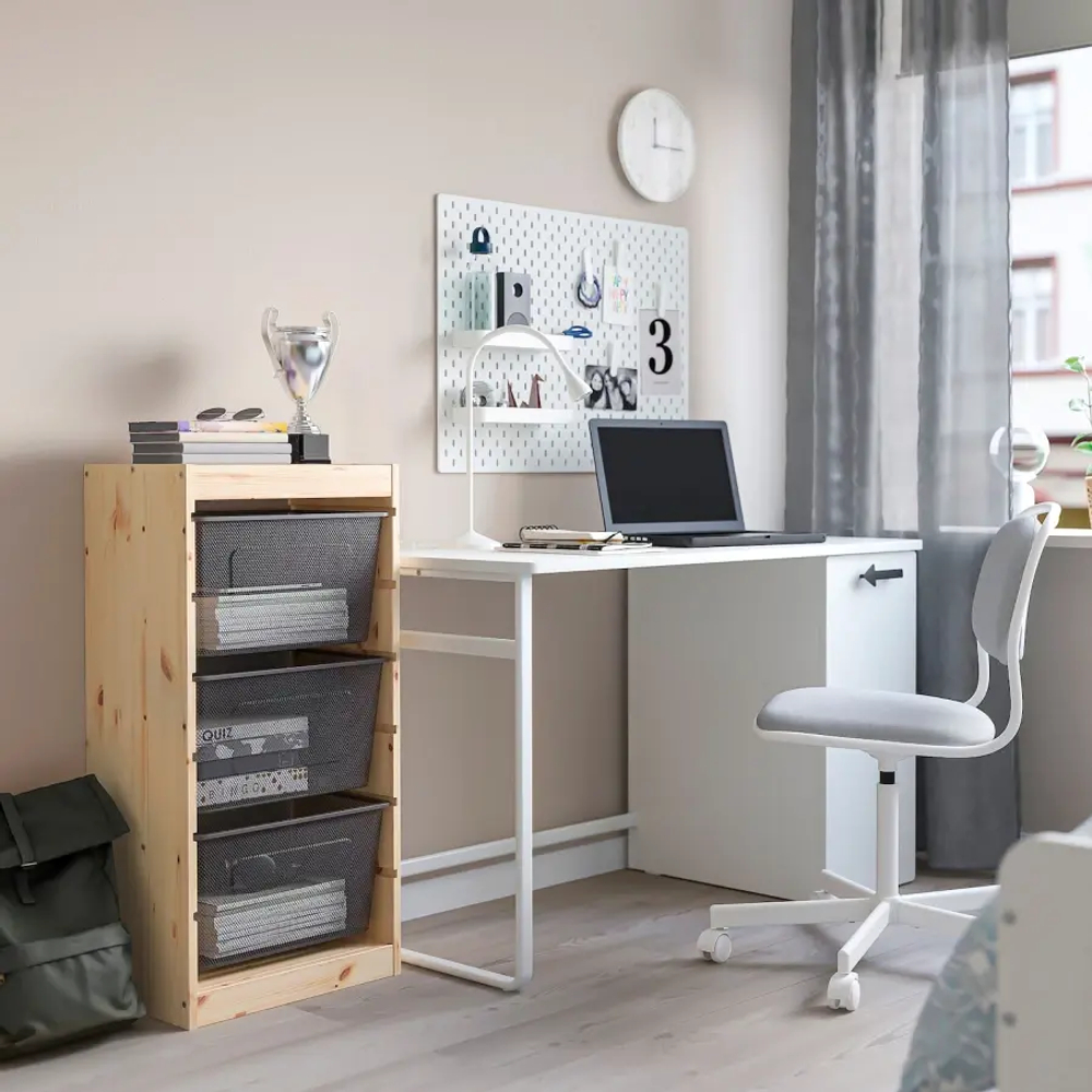 Стеллаж - IKEA TROFAST, 44х30х91 см, сосна/серый, ТРУФАСТ ИКЕА