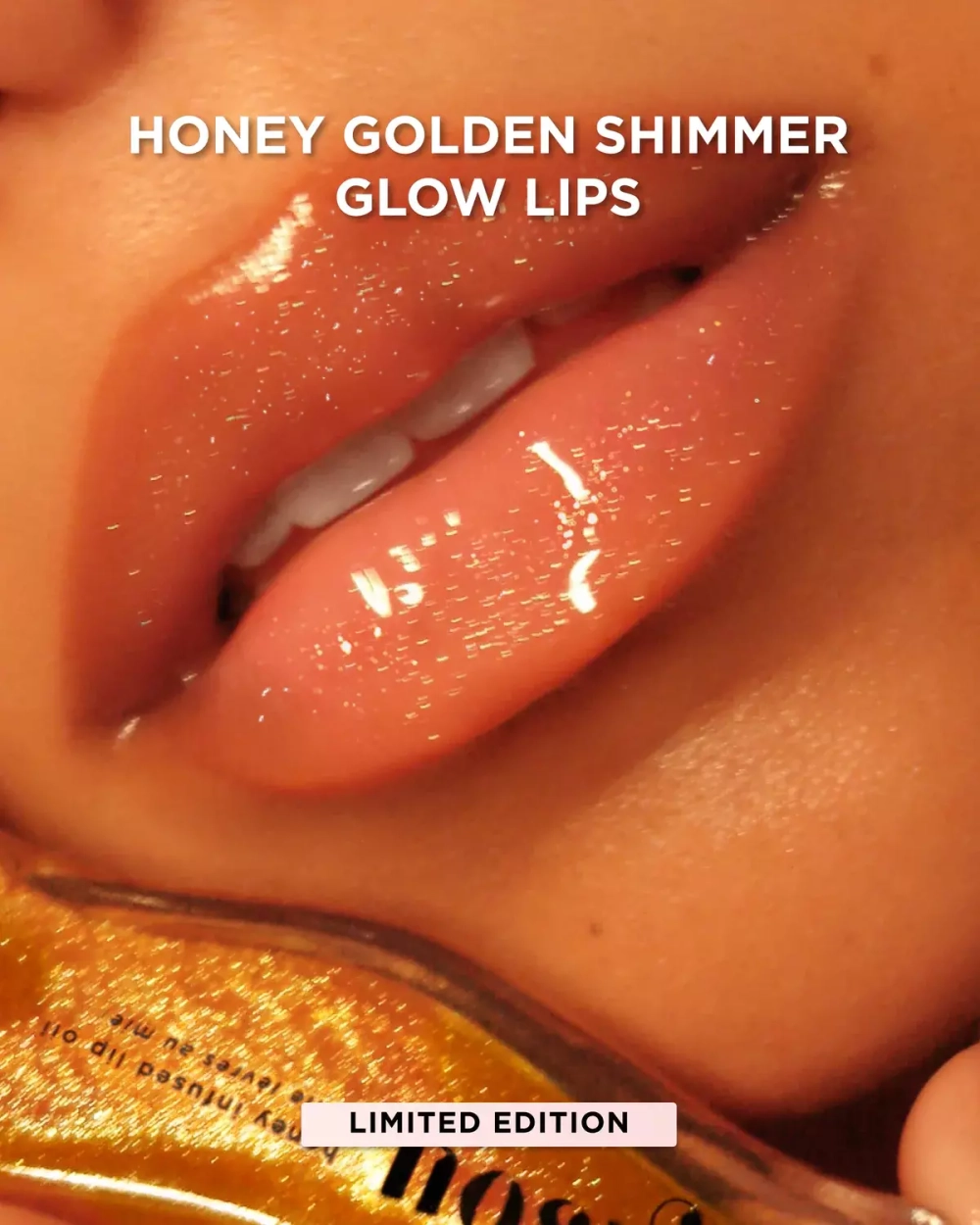 Масло для губ с блестками Gisou Honey Infused Lip Oil Golden Shimmer Glow 8 мл