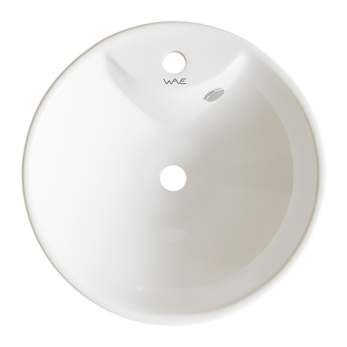 Раковина накладная на столешницу WAVE Koral 410*410*185 ш*г*в с отв под смеситель,белый,круг
