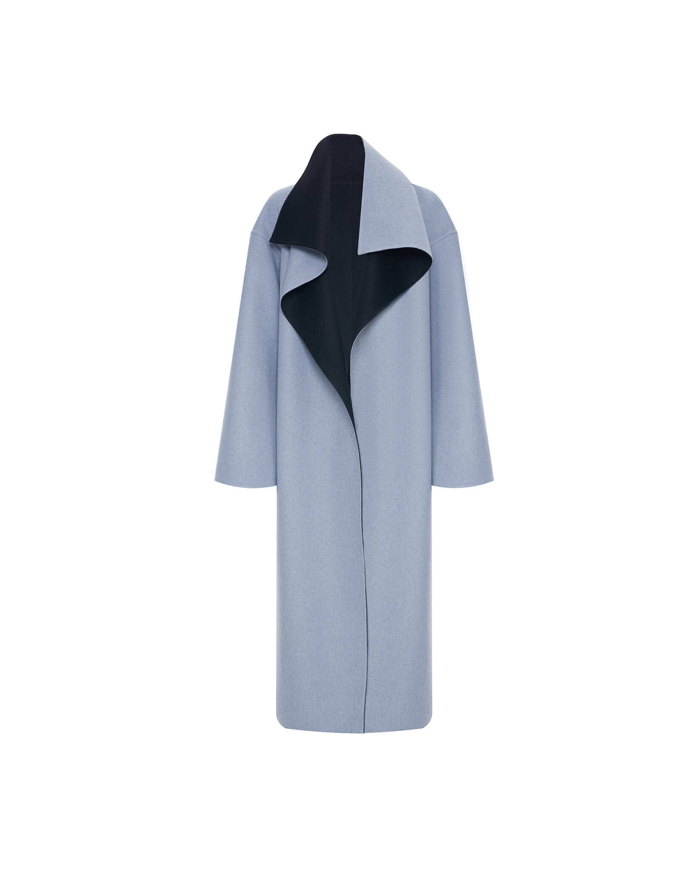 Пальто двустороннее из шерсти Берберри черно-голубой