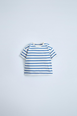 ZARA НАБОР ИЗ ТРЕХ ФУТБОЛОК В ПОЛОСКУ, СИНИЙ