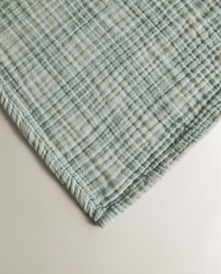 Zara Home плед из хлопка, зелёный, в клетку · 3196/004