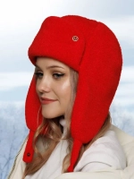 Шапка ушанка зимняя вязаная на флисе