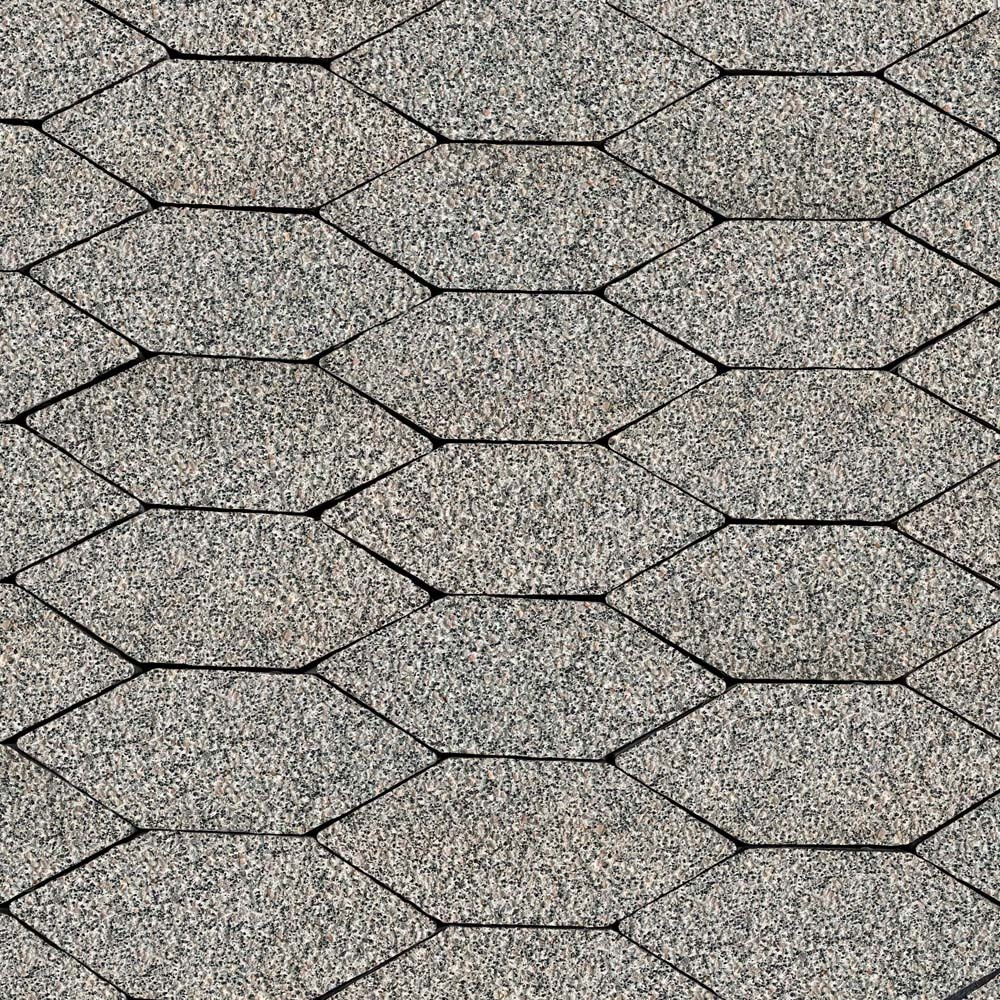 Тротуарная плитка СКОШЕННЫЙ ШЕСТИУГОЛЬНИК Б.1.ШГ.6 100х100х100х60мм Гранит+ Серый с черным