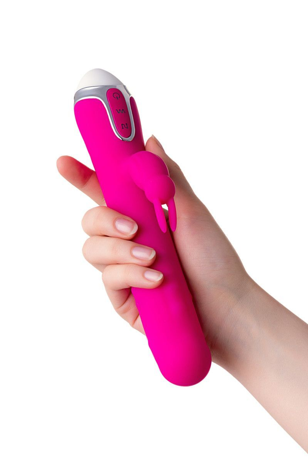 Розовый вибратор с клиторальным стимулятором Balle - 23 см.