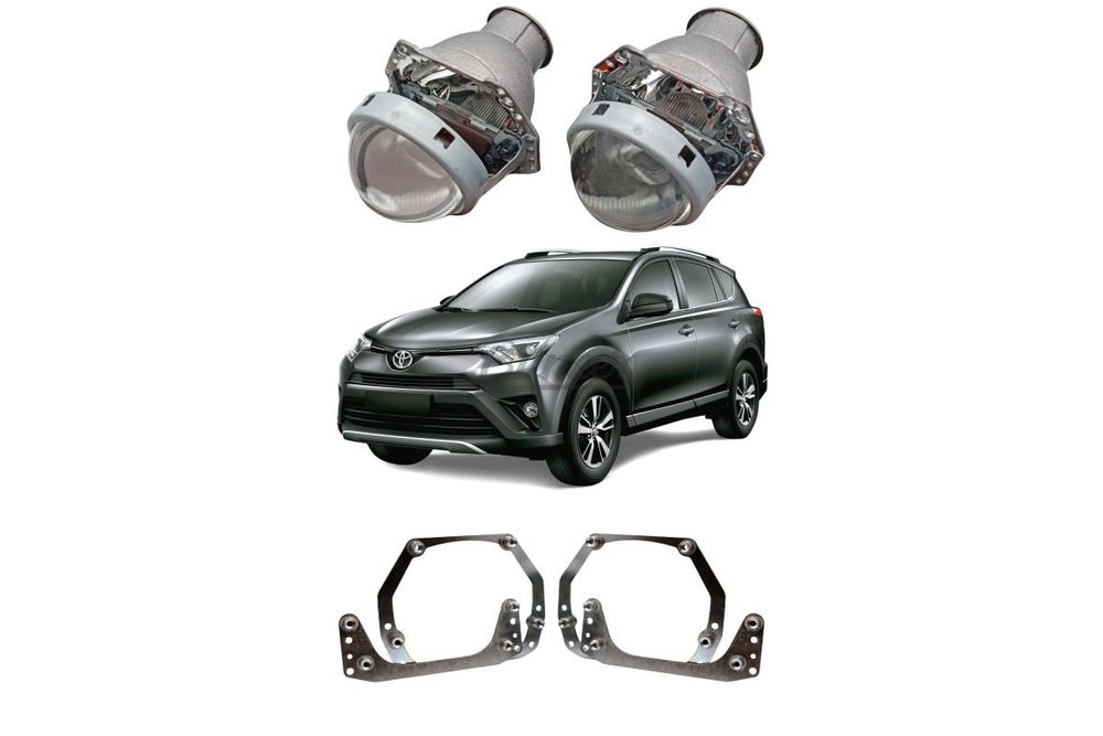 Готовый комплект для замены штатных линз Toyota RAV4 IV CA40 рестайлинг 2015-2019, LED