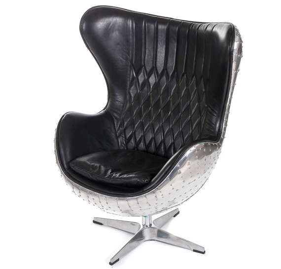 Кресло Egg Aviator, черная кожа