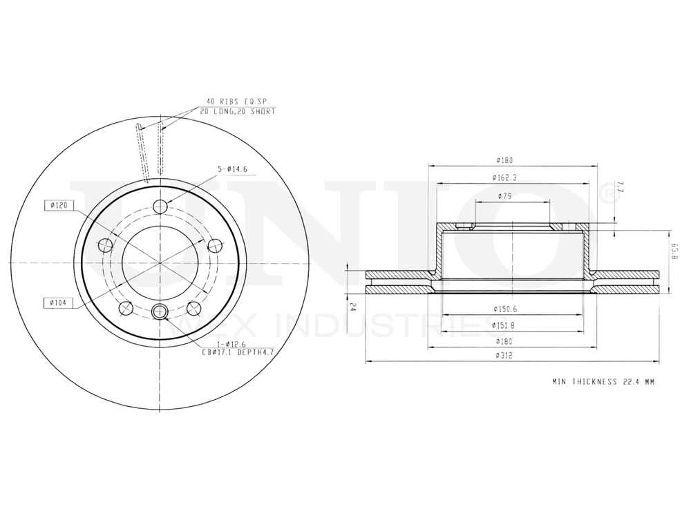 Диск тормозной передний UNIO BRD-20317