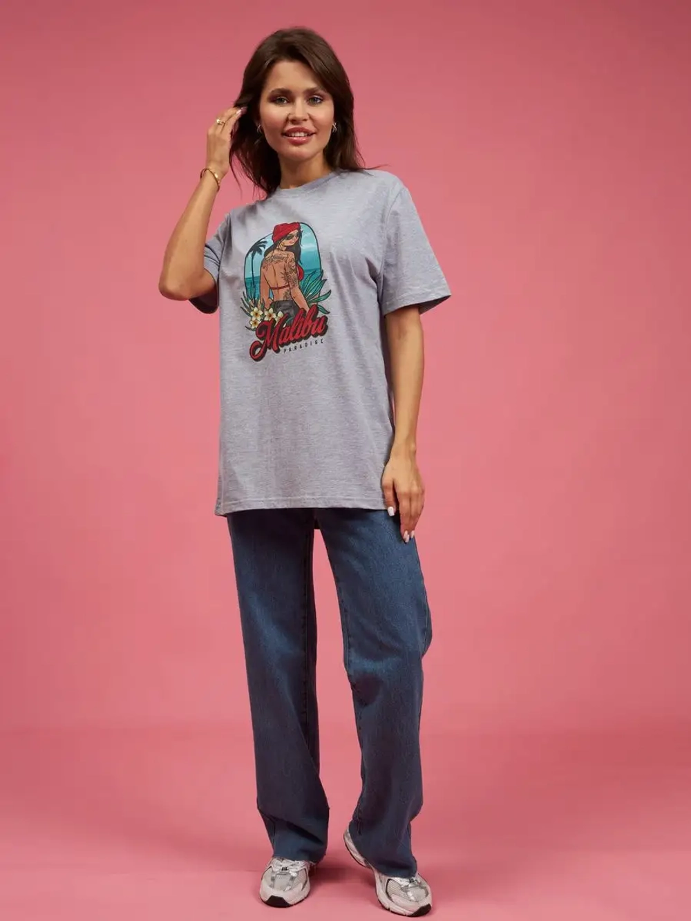 Футболка оверсайз женская мужская с принтом Малибу