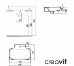 Накладная раковина CREAVIT Ruby 60х43 RB061-00MB42E-0000 жемчужно-белая матовая