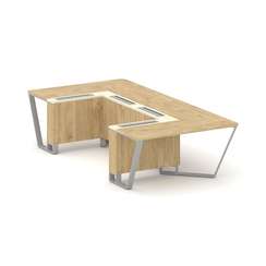 Steel Meet Стол переговорный П-образный KM-PR.B.SP-07P Тиквуд Светлый/Ваниль Глянец/Металл Серый 160